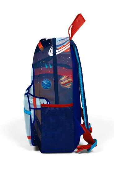 Minik Yuva Sırt Çantası Saks Mavi Astronot Desenli İki Bölmeli 23524 - 6