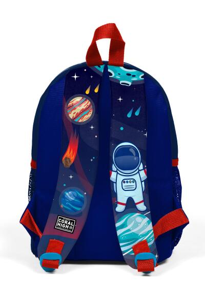 Minik Yuva Sırt Çantası Saks Mavi Astronot Desenli İki Bölmeli 23524 - 4