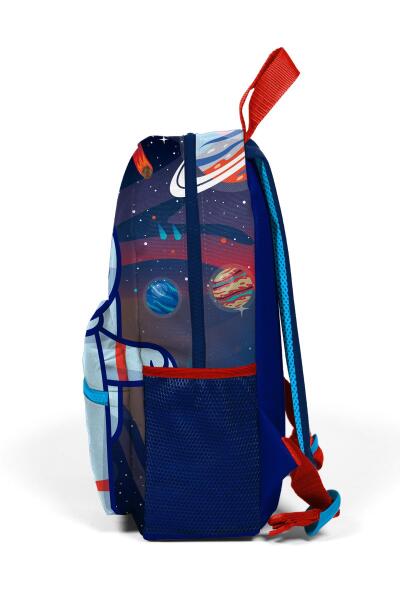 Minik Yuva Sırt Çantası Saks Mavi Astronot Desenli İki Bölmeli 23524 - 6