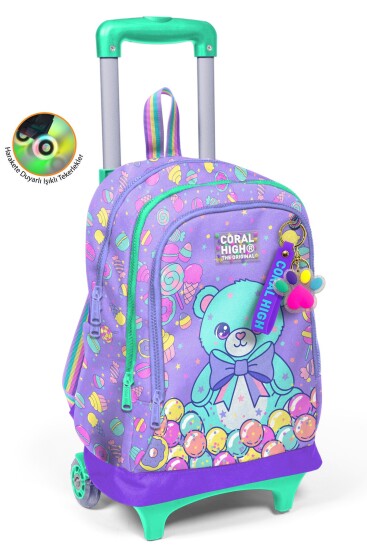 Coral High Kids Şeker Ayıcık Desenli Üç Bölmeli Çekçekli Okul Sırt Çantası 34005 - Coral High