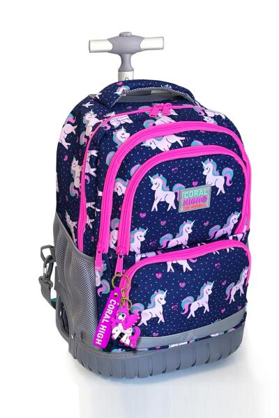 Coral High Kids Unicorn Desenli, Lacivert Renkli, İki Kademeli Çekçekli, Sırt Ve Okul Çantası 24023 - 1