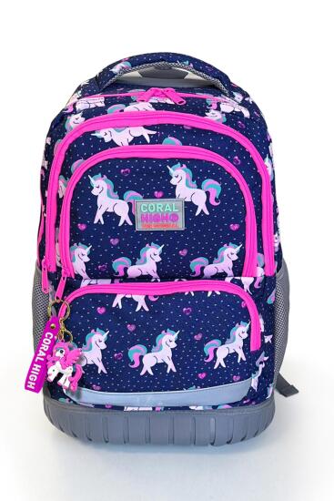 Coral High Kids Unicorn Desenli, Lacivert Renkli, İki Kademeli Çekçekli, Sırt Ve Okul Çantası 24023 - 3
