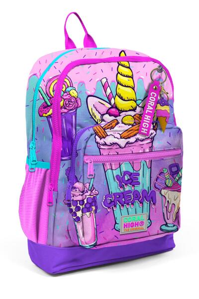 Coral High Kids Pembe Mor Milkshake Dondurma Desenli Okul Sırt Çantası 23749 - 1