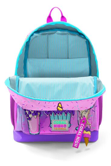 Coral High Kids Pembe Mor Milkshake Dondurma Desenli Okul Sırt Çantası 23749 - 3