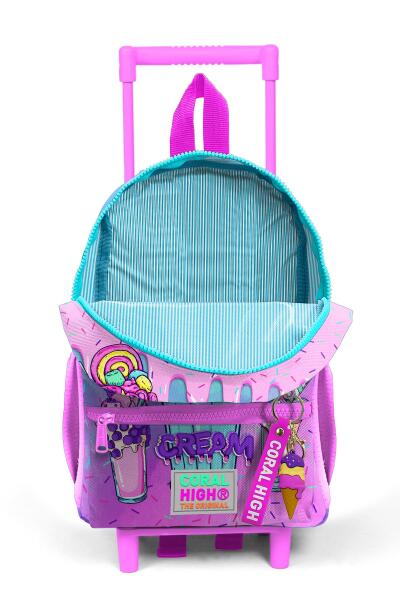 Minik Yuva Çekçekli Sırt Çantası Pembe Mor Milkshake Dondurma Desenli İki Bölmeli 24049 - 3