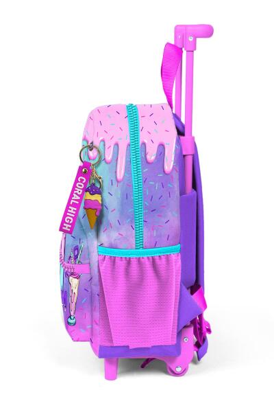 Minik Yuva Çekçekli Sırt Çantası Pembe Mor Milkshake Dondurma Desenli İki Bölmeli 24049 - 7