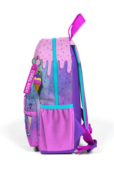 Minik Yuva Sırt Çantası Pembe Mor Milkshake Dondurma Desenli İki Bölmeli 23549 - 6