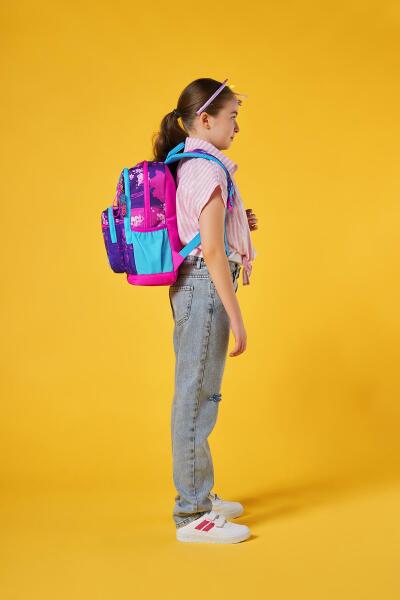 Coral High Kids Mor Pembe Anime Kedi Desenli Okul Sırt Çantası 23753 - 10