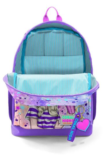 Coral High Kids Pembe Mor Fashion Girl Desenli Okul Sırt Çantası 23755 - 5