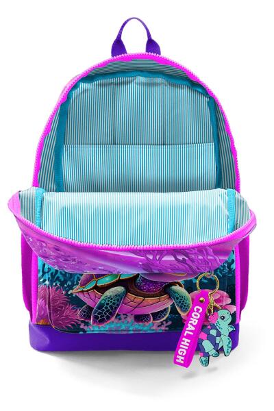 Coral High Kids Pembe Mor Kaplumbağa Desenli Okul Sırt Çantası 23756 - 4