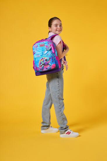 Coral High Kids Pembe Mor Kaplumbağa Desenli Okul Sırt Çantası 23756 - 2