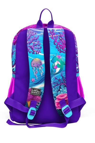 Coral High Kids Pembe Mor Kaplumbağa Desenli Okul Sırt Çantası 23756 - 3