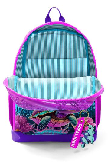 Coral High Kids Pembe Mor Kaplumbağa Desenli Okul Sırt Çantası 23756 - 4