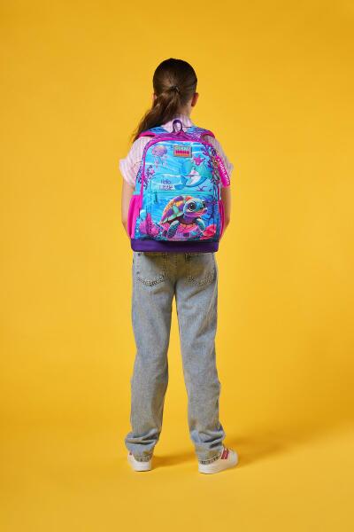 Coral High Kids Pembe Mor Kaplumbağa Desenli Okul Sırt Çantası 23756 - 9