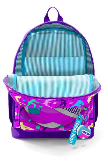 Coral High Kids Pembe Mor Voleybol Desenli Okul Sırt Çantası 23761 - 4