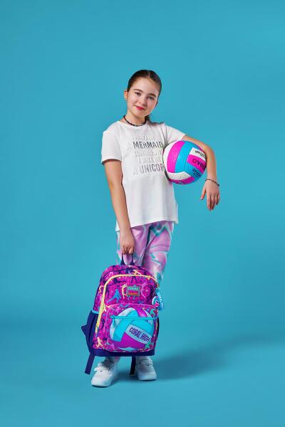 Coral High Kids Pembe Mor Voleybol Desenli Okul Sırt Çantası 23761 - 7