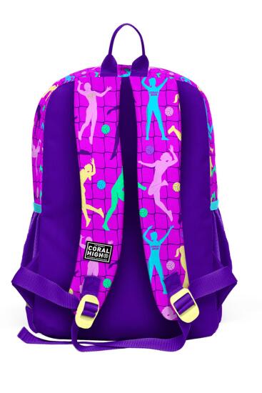 Coral High Kids Pembe Mor Voleybol Desenli Okul Sırt Çantası 23761 - 3