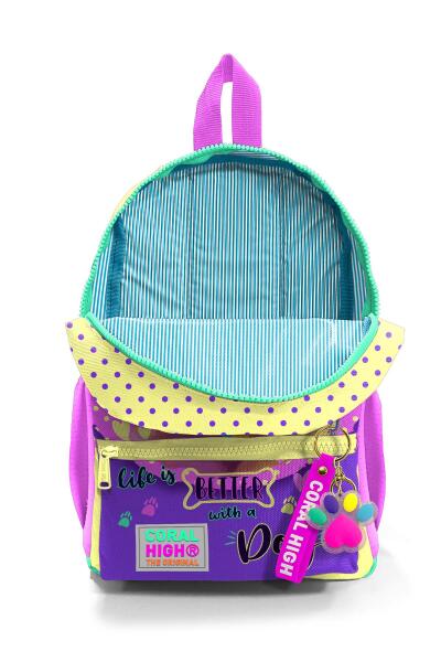 Minik Yuva Sırt Çantası Sarı Pembe Sevimli Köpek Desenli İki Bölmeli 23552 - 4