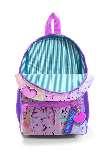 Minik Yuva Sırt Çantası Pembe Mor Fashion Girl Desenli İki Bölmeli 23555 - 4