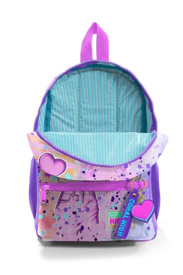 Minik Yuva Sırt Çantası Pembe Mor Fashion Girl Desenli İki Bölmeli 23555 - 4