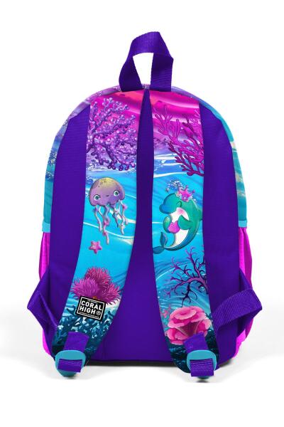 Minik Yuva Sırt Çantası Pembe Mor Kaplumbağa Desenli İki Bölmeli 23556 - 3