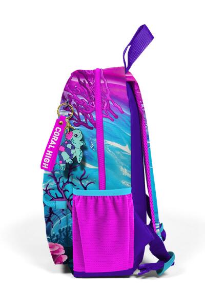 Minik Yuva Sırt Çantası Pembe Mor Kaplumbağa Desenli İki Bölmeli 23556 - 6