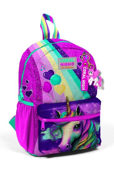 Minik Yuva Sırt Çantası Pembe Su Yeşili Unicorn Desenli İki Bölmeli 23558 - Coral High KIDS