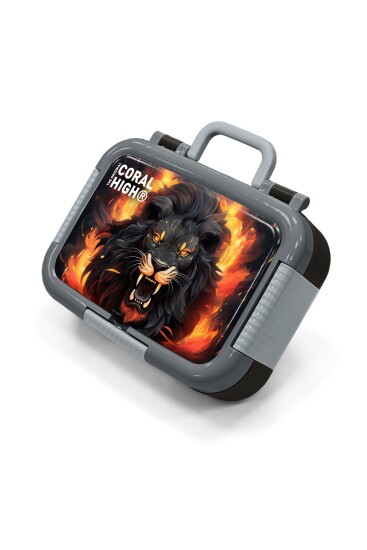 Coral High Kids Siyah Aslan Desenli Paslanmaz Çelik Beslenme Kabı 39369 - Coral High