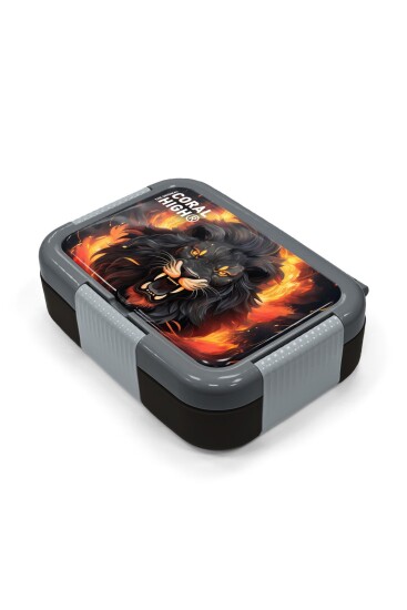 Coral High Kids Siyah Aslan Desenli Paslanmaz Çelik Beslenme Kabı 39369 - 2