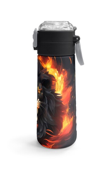Coral High Kids Siyah Aslan Desenli Pipetli ve Direkt İçim Çelik Termos 500 ml 31871 - 3