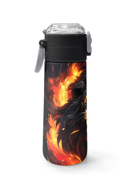 Coral High Kids Siyah Aslan Desenli Pipetli ve Direkt İçim Çelik Termos 500 ml 31871 - 2