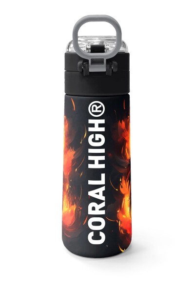 Coral High Kids Siyah Aslan Desenli Pipetli ve Direkt İçim Çelik Termos 500 ml 31871 - 4