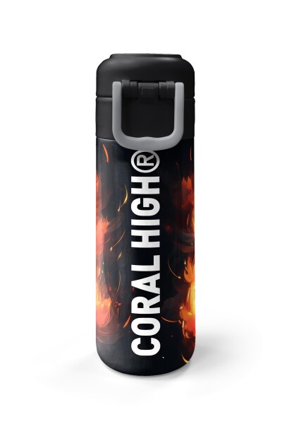 Coral High Kids Siyah Aslan Desenli Pipetli ve Direkt İçim Çelik Termos 500 ml 31871 - 7