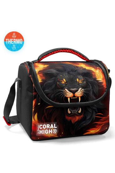 Coral High Kids Siyah Aslan Desenli Thermo Beslenme Çantası 22771 - Coral High KIDS