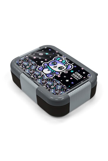 Coral High Kids Siyah Ayıcık Desenli Paslanmaz Çelik Beslenme Kabı 39142 - 2