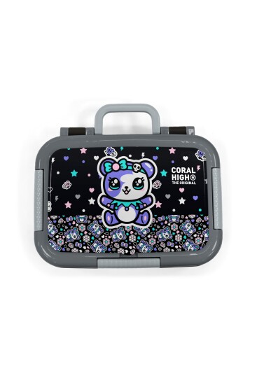 Coral High Kids Siyah Ayıcık Desenli Paslanmaz Çelik Beslenme Kabı 39142 - 5