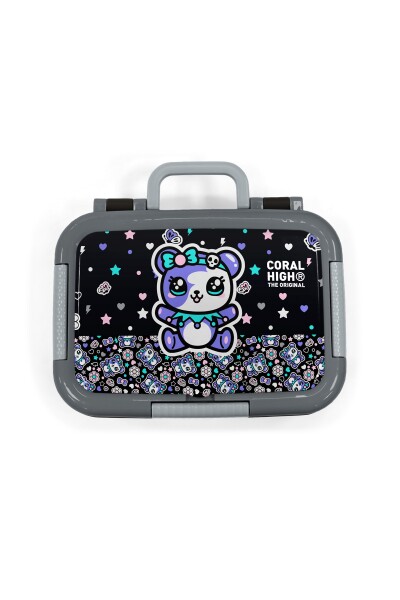 Coral High Kids Siyah Ayıcık Desenli Paslanmaz Çelik Beslenme Kabı 39142 - 5
