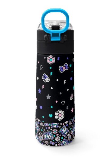 Coral High Kids Siyah Ayıcık Desenli Pipetli ve Direkt İçim Çelik Termos 500 ml 38124 - 4