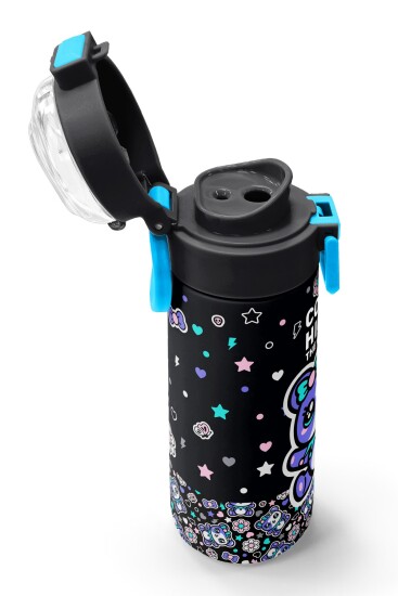 Coral High Kids Siyah Ayıcık Desenli Pipetli ve Direkt İçim Çelik Termos 500 ml 38124 - 6