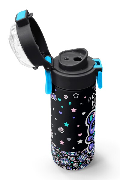 Coral High Kids Siyah Ayıcık Desenli Pipetli ve Direkt İçim Çelik Termos 500 ml 38124 - 6