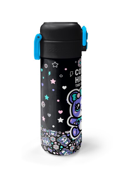 Coral High Kids Siyah Ayıcık Desenli Pipetli ve Direkt İçim Çelik Termos 500 ml 38124 - 5