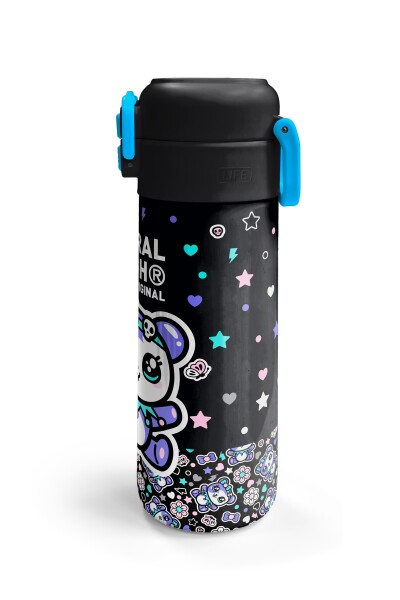 Coral High Kids Siyah Ayıcık Desenli Pipetli ve Direkt İçim Çelik Termos 500 ml 38124 - 6