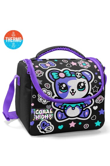 Coral High Kids Siyah Ayıcık Desenli Thermo Beslenme Çantası 37142 