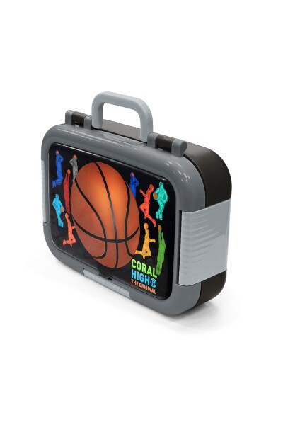 Coral High Kids Siyah Basketbol Desenli Paslanmaz Çelik Beslenme Kabı 39222 - 4