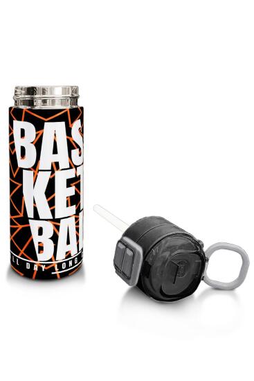 Coral High Kids Siyah Basketbol Desenli Pipetli ve Direkt İçim Çelik Termos 500 ml 31852 - 4