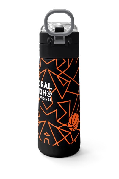 Coral High Kids Siyah Basketbol Desenli Pipetli ve Direkt İçim Çelik Termos 500 ml 31852 - 4