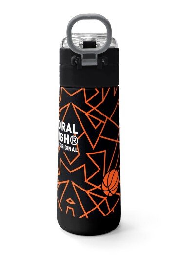 Coral High Kids Siyah Basketbol Desenli Pipetli ve Direkt İçim Çelik Termos 500 ml 31852 - 5