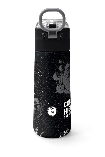 Coral High Kids Siyah Basketbol Desenli Pipetli ve Direkt İçim Çelik Termos 500 ml 31857 - 4