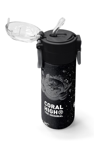 Coral High Kids Siyah Basketbol Desenli Pipetli ve Direkt İçim Çelik Termos 500 ml 31857 - 5
