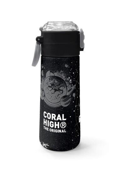 Coral High Kids Siyah Galaxy Desenli Pipetli ve Direkt İçim Çelik Termos 500 ml 31857 - 2